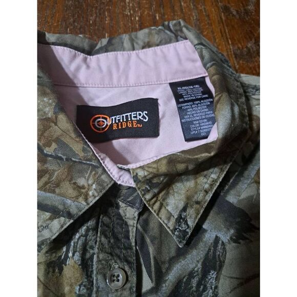 XL 16/18 Outfitters Ridge Long Sleeve Real Tree Hardwood Camo Button Front Shirt - Picture 5 of 5
